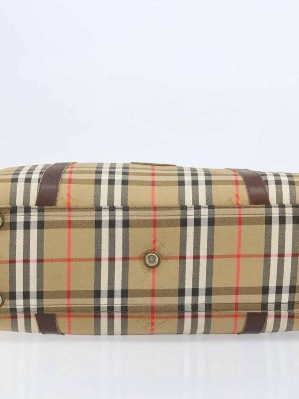 Burberrys Nova Check Boston Bag Canvas Beige Gold - Picture 8 of 16